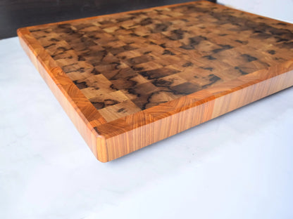 Large Butcher Block Cutting Board - 22" x 17" x 1-3/4" - Black Limba and Canary Wood