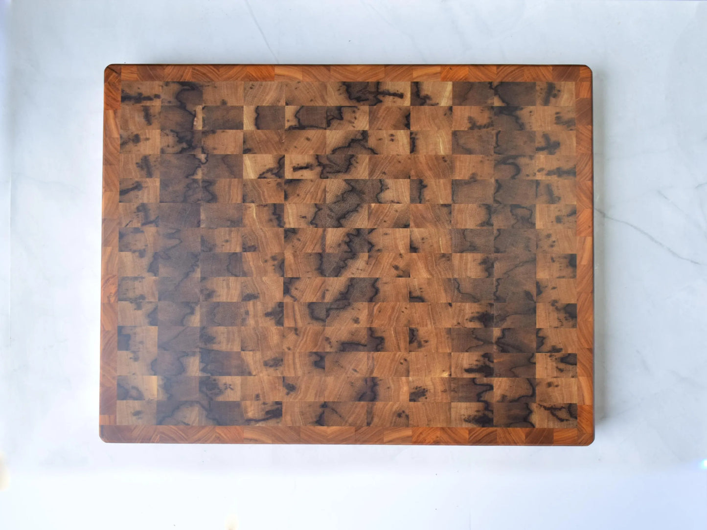 Large Butcher Block Cutting Board - 22" x 17" x 1-3/4" - Black Limba and Canary Wood