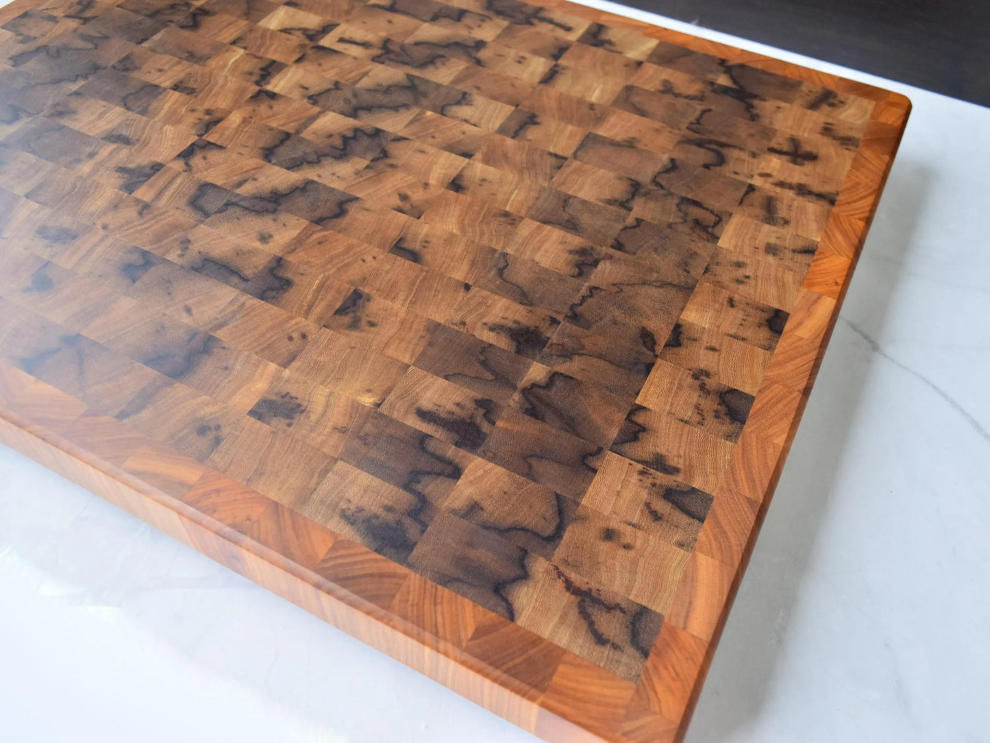 Large Butcher Block Cutting Board - 22" x 17" x 1-3/4" - Black Limba and Canary Wood