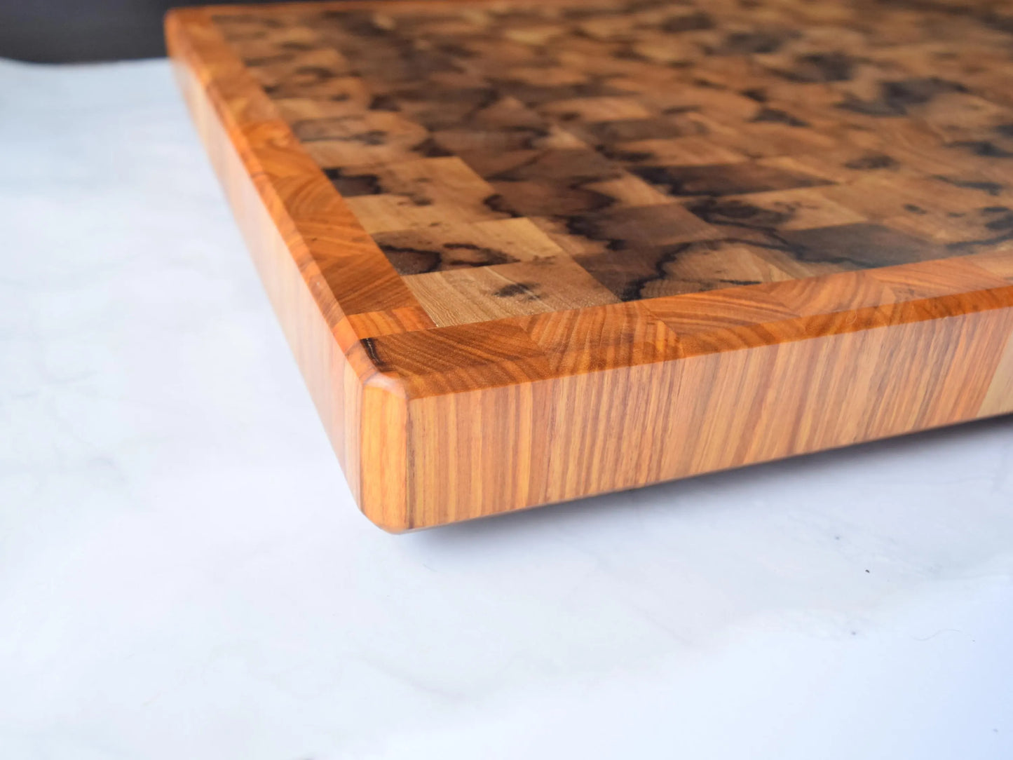 Large Butcher Block Cutting Board - 22" x 17" x 1-3/4" - Black Limba and Canary Wood