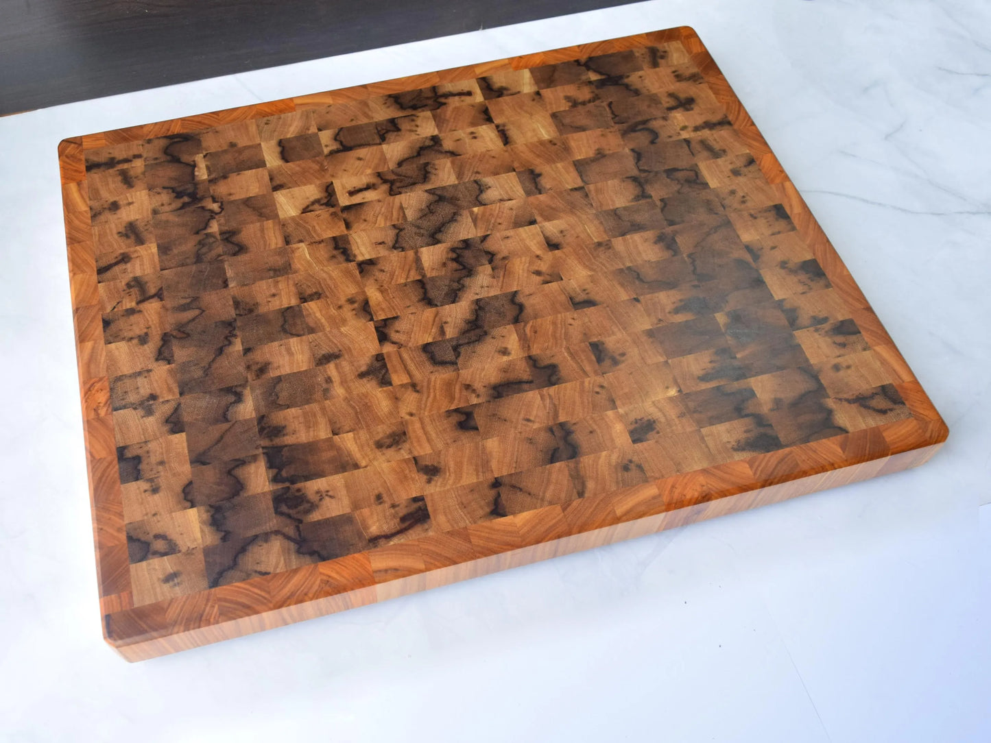 Large Butcher Block Cutting Board - 22" x 17" x 1-3/4" - Black Limba and Canary Wood