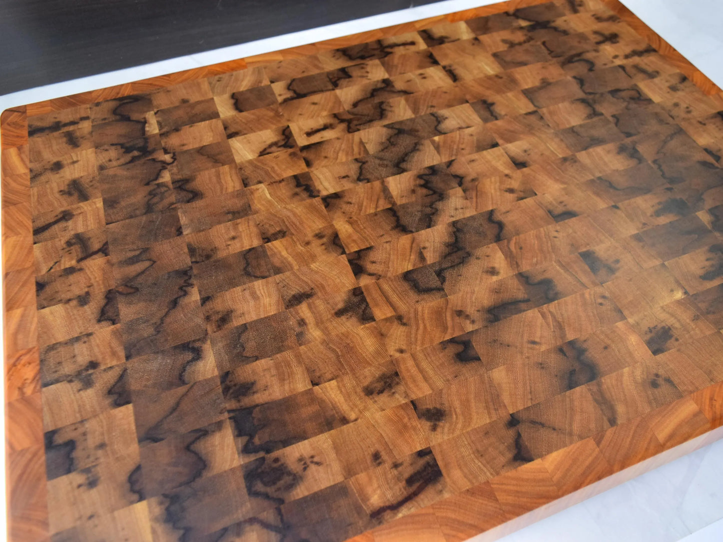 Large Butcher Block Cutting Board - 22" x 17" x 1-3/4" - Black Limba and Canary Wood