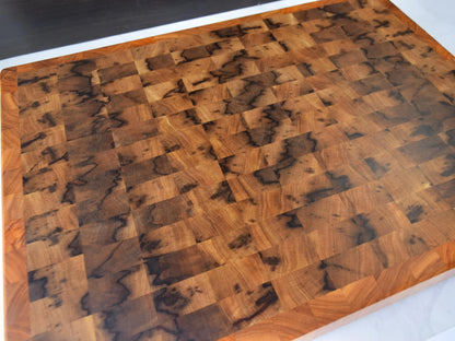 Large Butcher Block Cutting Board - 22" x 17" x 1-3/4" - Black Limba and Canary Wood